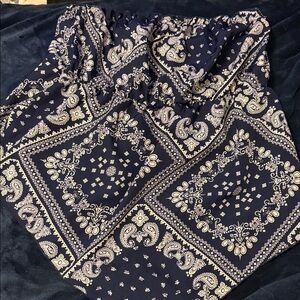 Navy and White Paisley Print top